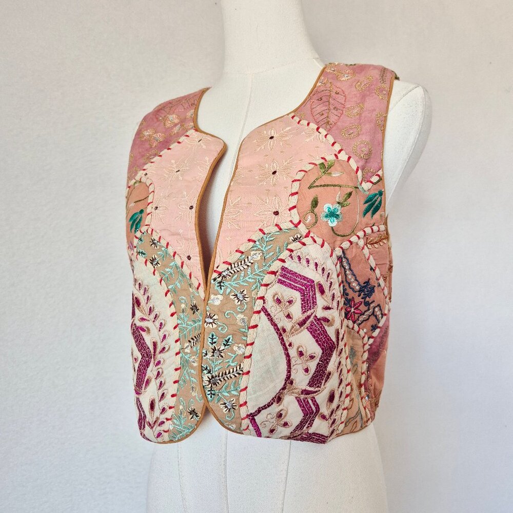 NWT Mes Demoiselles Paris 275 € New Manipura Embroidered Beaded Cropped Vest - Picture 2 of 16